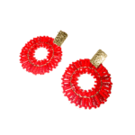 Red traditional Mayan - Inspired drop earrings