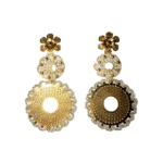 White and gold triad-inspired drop earrings